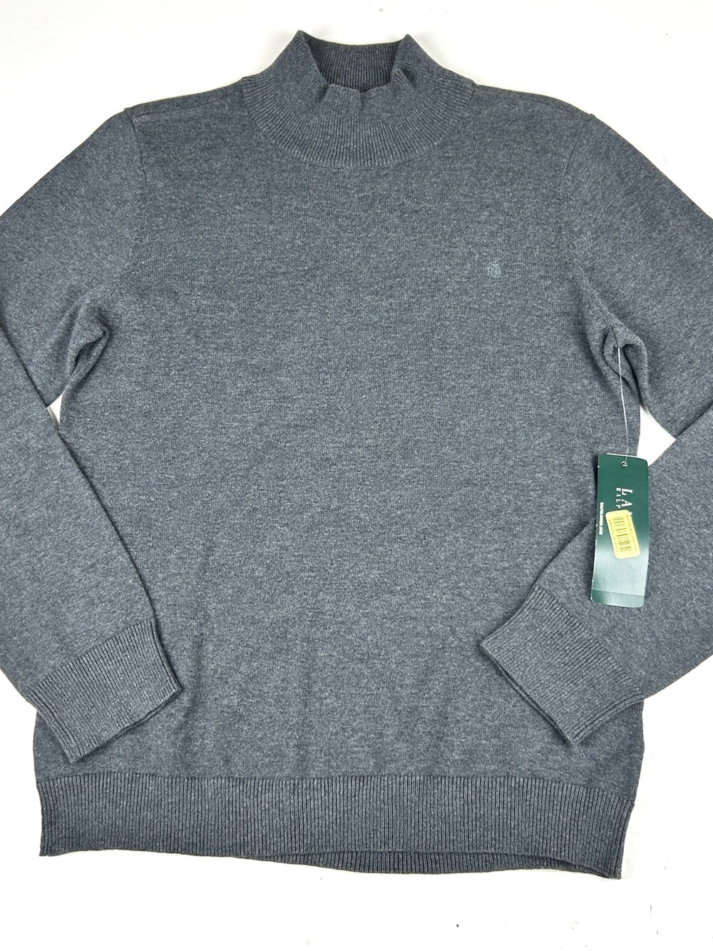 Lauren Ralph Lauren Womens Gray Cotton Mock Neck Sweater Large NWT $60